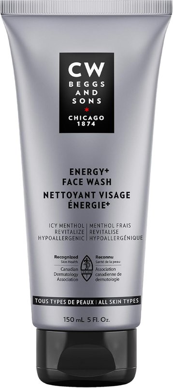 CW Beggs Energy+ Face Wash for Men, Normal to Dry Skin, Hypoallergenic, Fragrance-Free, Paraben-Free, Alcohol-Free, Mineral Oil-Free, Cruelty-Free,