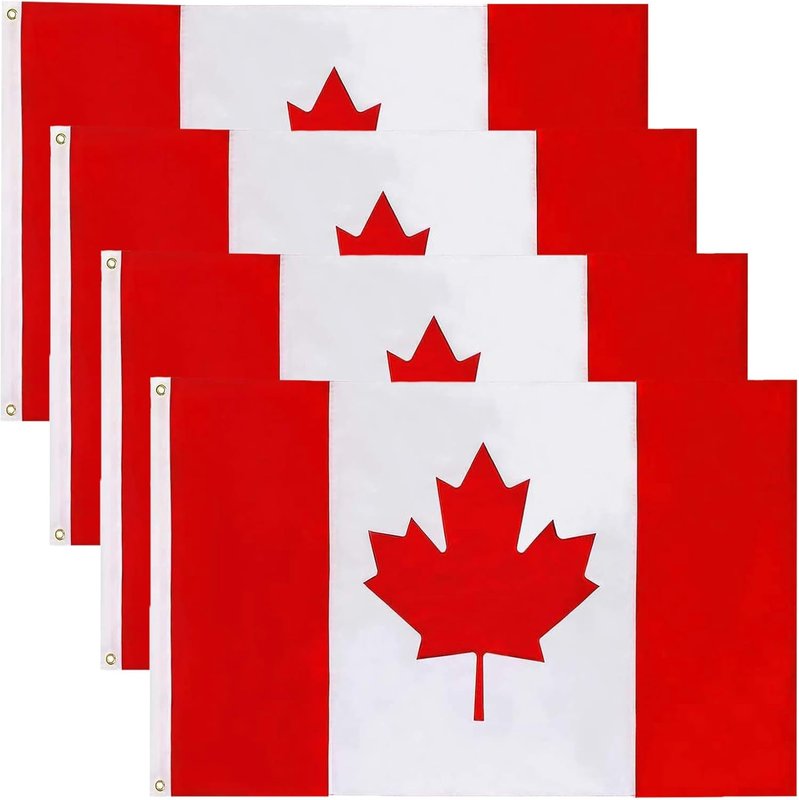 4 Pack 3 x 5 FT Canada Flag, Canadian Flags Outdoor Screen Printed Maple Leaf, Polyester and Brass Grommets, UV Fade Resistant, Canadian Flag for Indoor Outdoor Home Canada Day Decorations