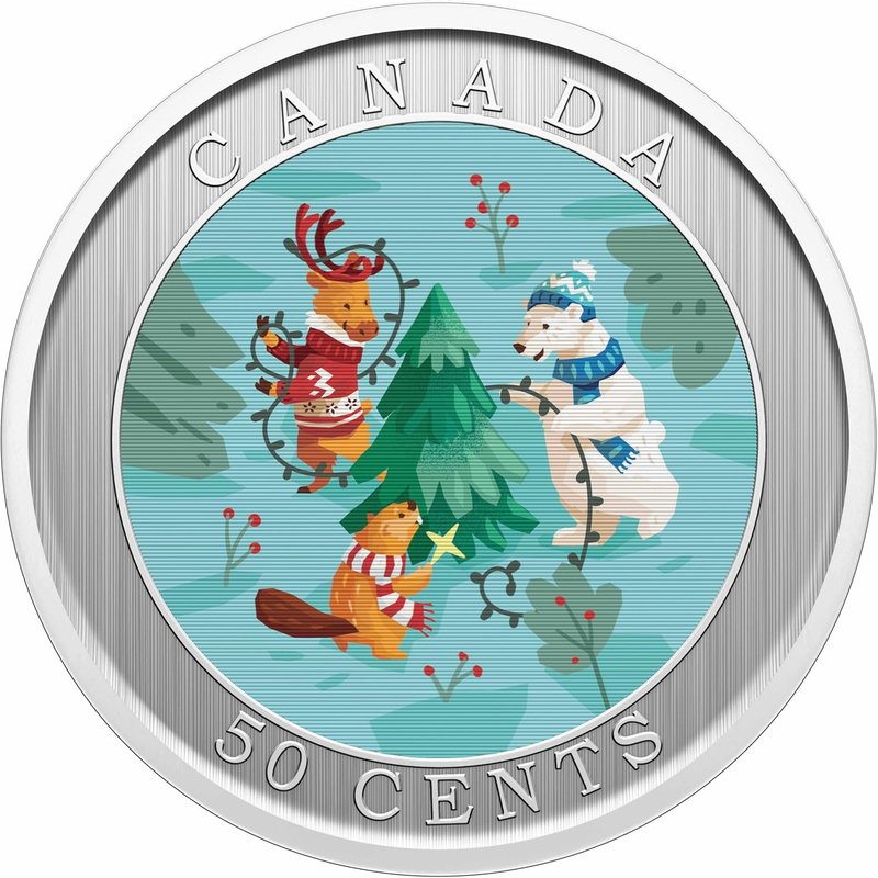 2024 Trimming The Holiday Tree 1/2 oz Lenticular Nickel-Plated Steel Coin - Royal Canadian Mint - Winter Christmas Holiday Coin Collectible Coins Canada Collectors