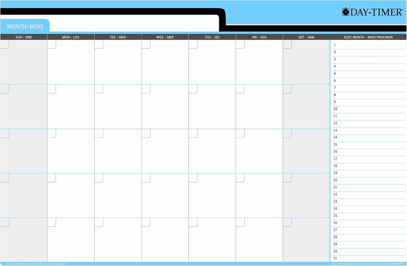 Day-timer Planner, Dry Erase, 30 Day Bilingual, Black Vinyl Frame, 36 X 24 Inch (3413859730) 30 Day 36 x 24 Inches