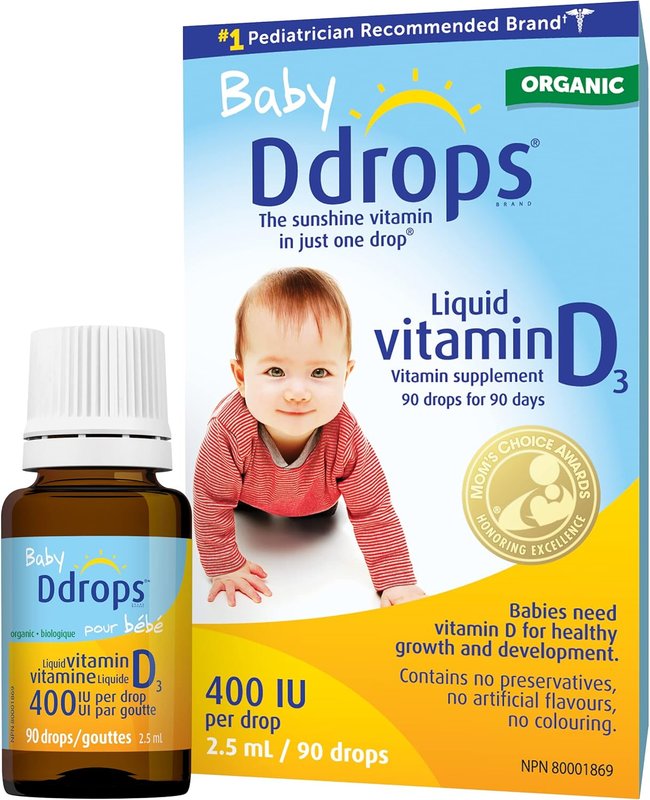 Organic Baby Ddrops 400 IU 90 drops (2.5ml) - Daily Liquid Vitamin D for Infants (Pack of 1) 2.5 ml (Pack of 1)