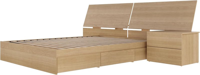 Nexera Oslo 3-Piece Reversible Storage Bedroom Set, Brown, Queen
