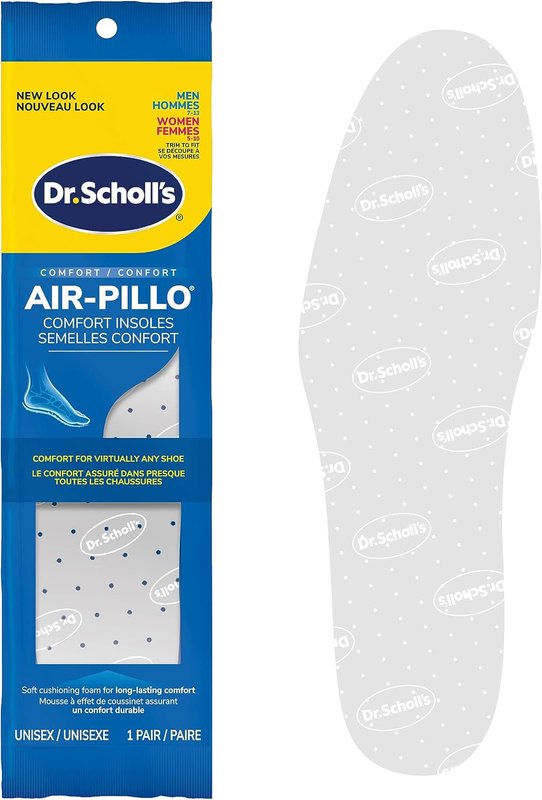 Dr. Scholl's® Air-Pillo® Comfort Insoles, Ultra-Soft Cushioning and Lasting Comfort with Two Layers of Foam that Fit in Any Shoe, Unisex (Men 7-12) (Women 5-10), 1 Pair, Trim to Fit Inserts