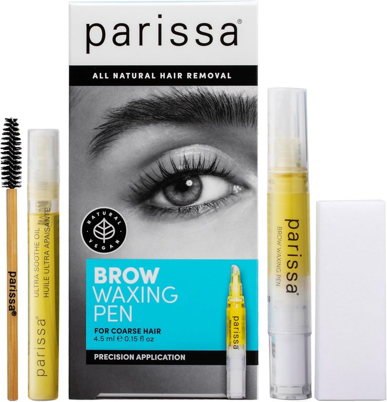 Parissa Brow Waxing Pen | Made in Canada | Precise Eyebrow Shaping, Mess-Free Application & Coarse Hair Removal | Vegan | At-Home Brow Wax Kit with 20 Strips, Brow Brush with Post-Wax Ultra Soothe Oil | 4ml (0.15 Fl Oz)