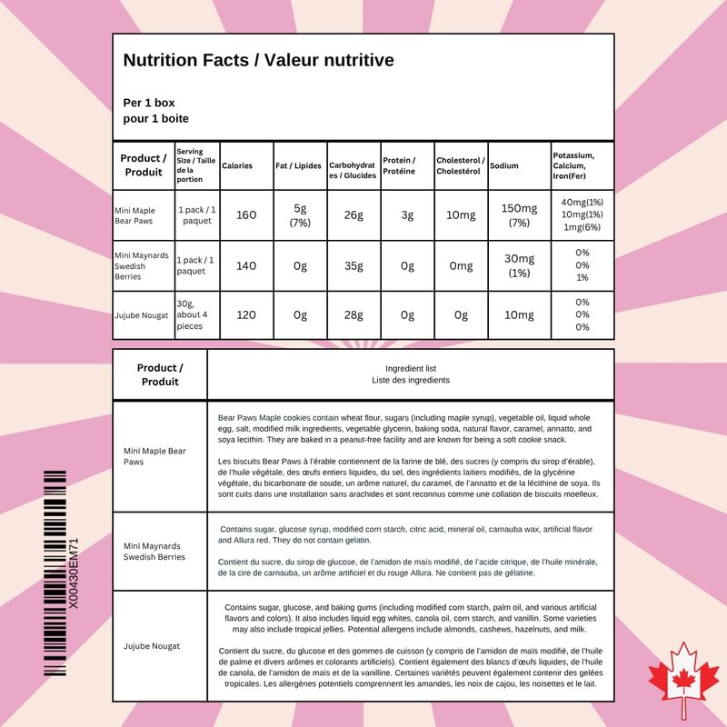 Canadian Snack Care Package - Variety Pack of Treats for Kids and Adults - Snack Box with Cookies, Toffee, Sour Candy, Wine gums, Crackers, and Many More, – Gift Basket of Delicious Sweets by Lecsa Specialty Snacks (Products may vary due to availability - 15 Count)