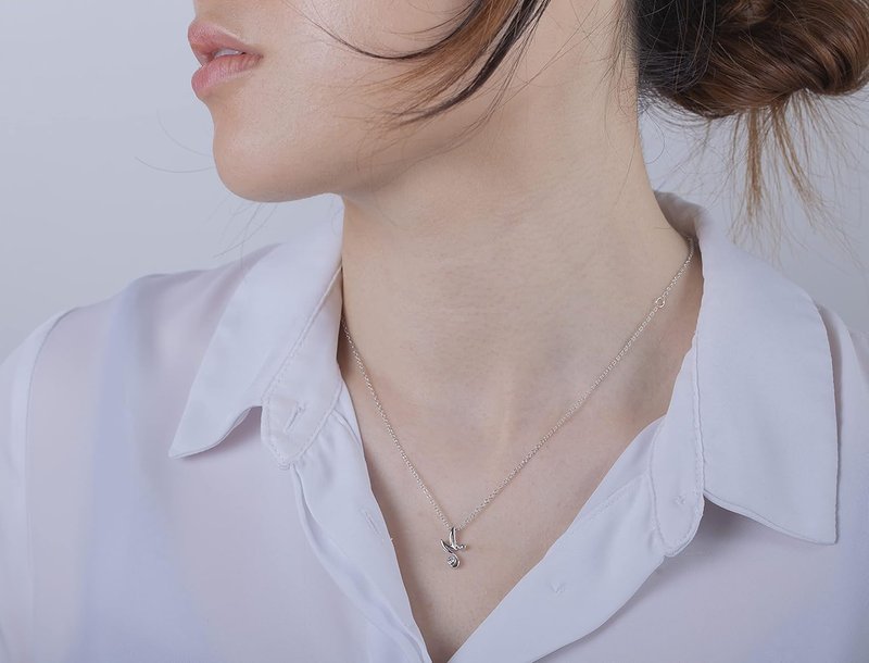 Sterling Silver Initial Pendant Necklace with Canadian Diamond, Select Your Initial A, B, C, D, E, F, G, H, I, J, K, L, M, N, O, P Q R S T U V W X Y Z | POLAR LIGHT DIAMONDS