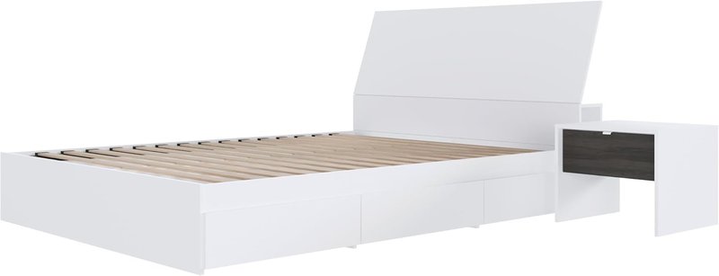 Nexera Porter 3-Piece Reversible Storage Bedroom Set, White, Queen Queen White & Bark Grey