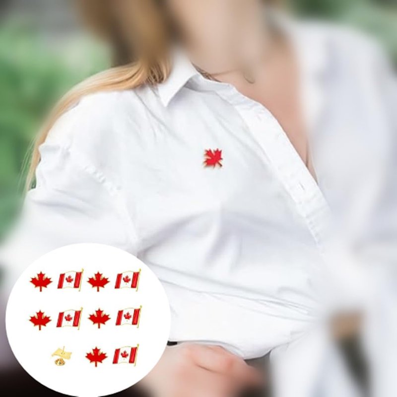 YKHNIS 10pcs Canadian Flag Badge Metal Souvenir Canadian National Lapel Pins Patriotic Canada Brand Badge