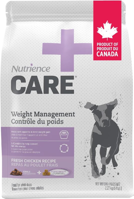 Nutrience Care Weight Management Dog Food, 2.27 kg (5 lb), Fresh Canadian Chicken, Grain & Gluten Free, Dry Dog Food, Nourriture Pour Chien, Manger Pour Chien