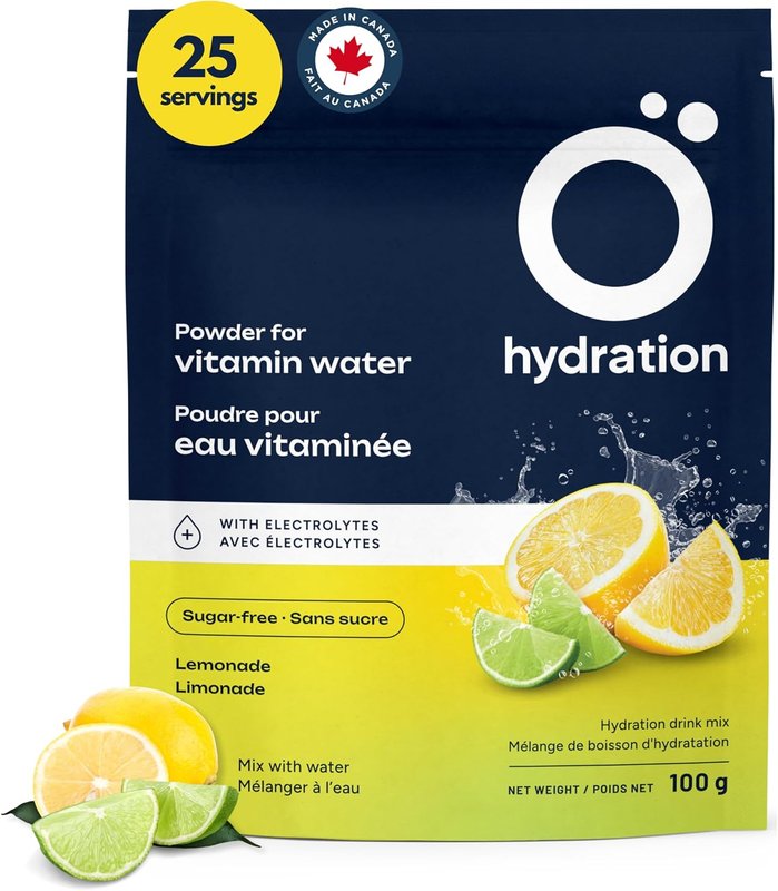 Ö Hydration – Lemonade Electrolyte Powder | Sugar-Free Hydration Drink Mix | 25 Servings | Vitamins C, E, B6, B12 | No Artificial Ingredients | All-Natural | Made in Canada Lemonade 25 servings