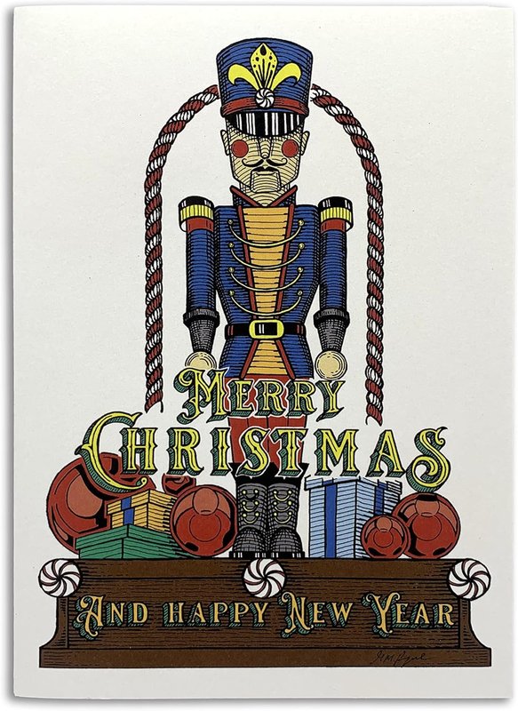 Sapphorica Creations Christmas Soldier Art Card. Hand-Illustrated Holiday Greeting Card with envelope.