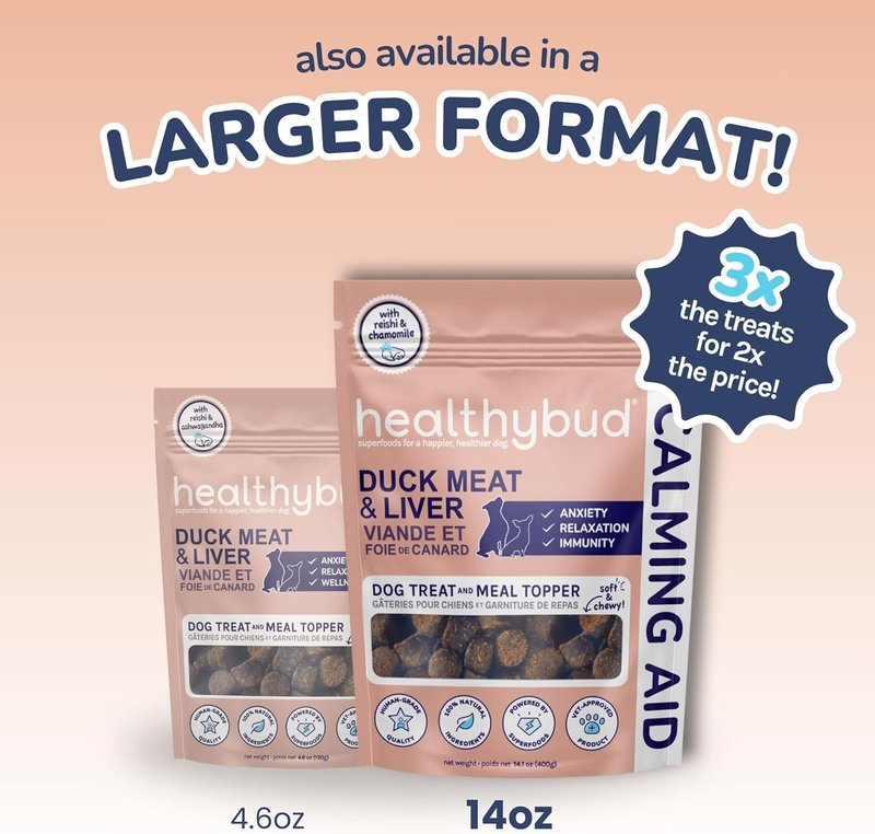 Healthybud Calming Chews for Dogs with L-Theanine, Ashwagandha & Chamomile – Natural Stress Relief for Separation Anxiety, Travel, Thunderstorms, Sleep Support – Grain-Free – Made in Canada – 4.6oz 130.4 g (Pack of 1)