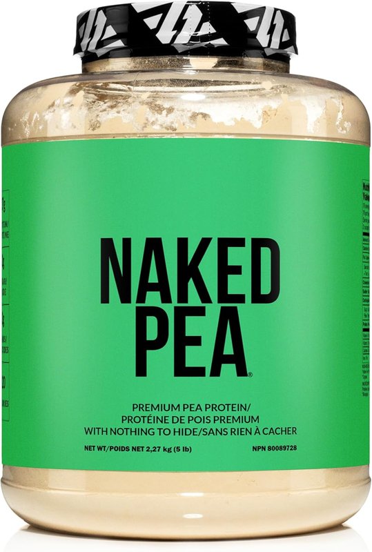 NAKED PEA - 100% Pea Protein Isolate from North American Farms - 5lb Bulk, Plant Based, Vegetarian & Vegan Protein. All 9 Essential Amino - Easy to Digest - Speeds Muscle Recovery - Non-GMO - No Preservatives - Gluten Free, Lactose Free, Soy Free - 76 Servings Unflavored 5 Pound (Pack of 1)