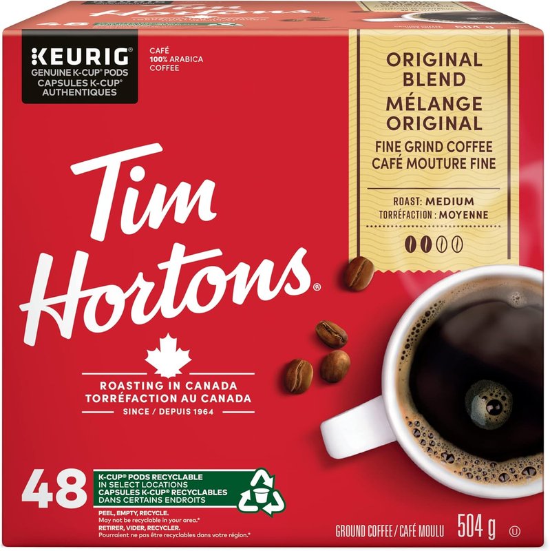 Tim Hortons Original Coffee blend, Single Serve Keurig K-Cup Pods, Medium Roast, 48 Count Original Blend 48 count (Pack of 1)
