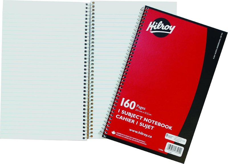 Hilroy Coil 1-Subject Notebook, Wide Ruled, 9.5 x 6 Inches, 160 Pages, Red Covers (13404) Red 1-Subject/160 Pages