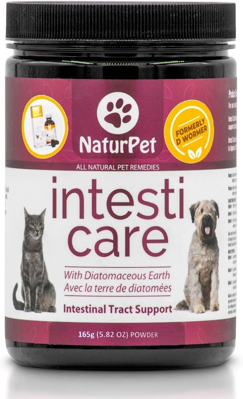 NaturPet Intesti Care for Dogs & Cats | Natural Alternative to Chemical Wormers | Promotes a Healthy intestinal Tract | Contains Diatomaceous Earth | 165g