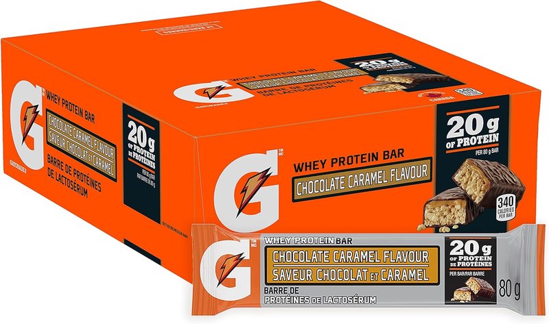 Gatorade Whey Protein Bars - Chocolate Caramel Flavour, 12 Bars, 960 g 12 Count (Pack of 1) Chocolate Caramel