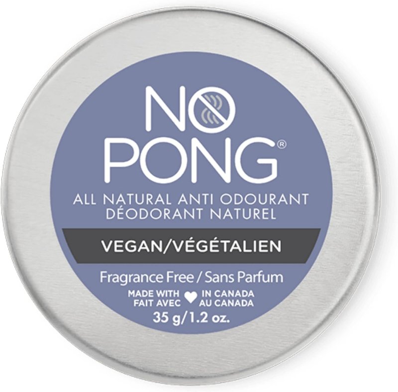 No Pong Fragrance Free Vegan All-Natural Deodorant, Cream Anti-Odourant, Made in Canada, Aluminum-Free, Plastic-Free, For Men and Women