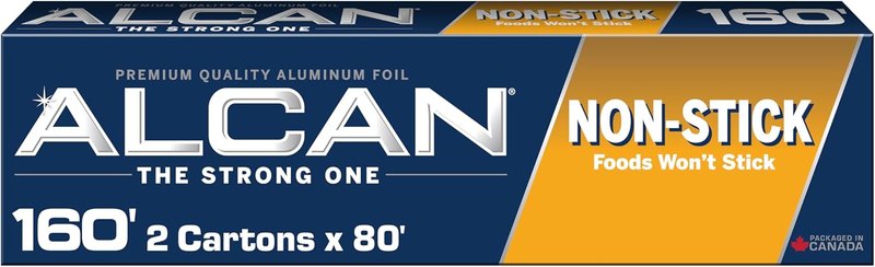 ALCAN Aluminum Foil Non-Stick Baking, 12 Inches x 80 Feet 2-count (Pack of 2), Silver