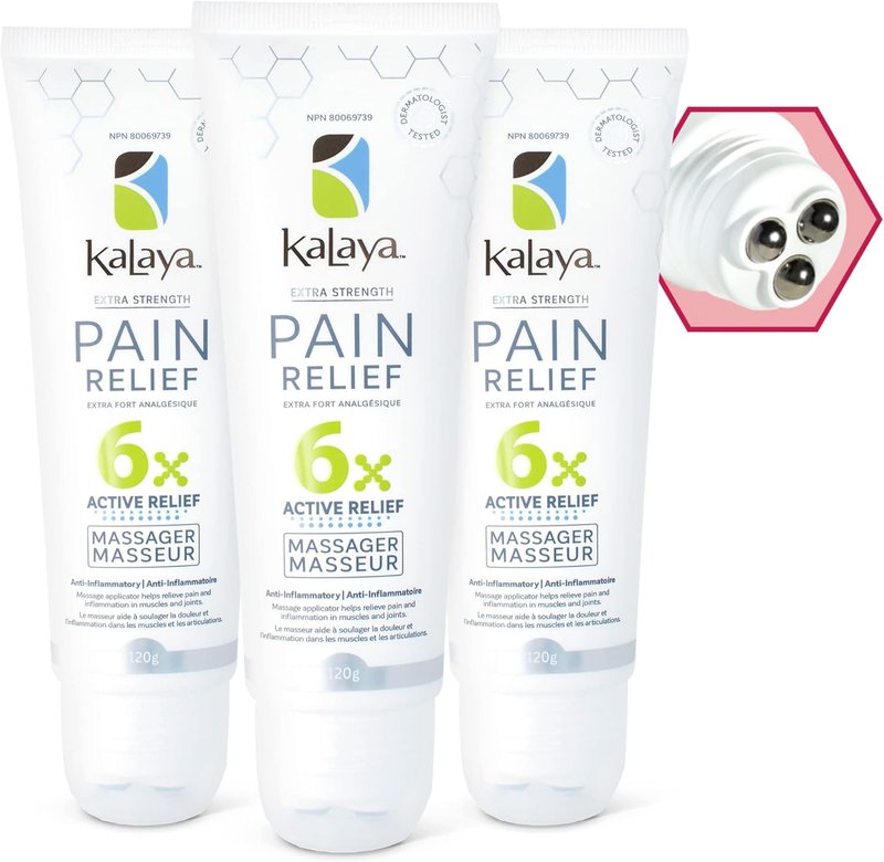 KaLaya 6x Extra Strength Pain Relief Massager for Back, Neck, Muscle, Shoulder, Hand and Knees with Natural Active, Pain Blocking & Anti inflammatory Ingredients (120g) Pack of 3