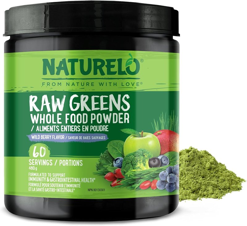NATURELO Raw Greens Superfood Powder - Wild Berry Flavor - Boost Energy, Detox, Enhance Health - Organic Spirulina - Wheat Grass - Whole Food Nutrition from Fruits & Vegetables - 60 Servings Wild Berry 480 g (Pack of 1)