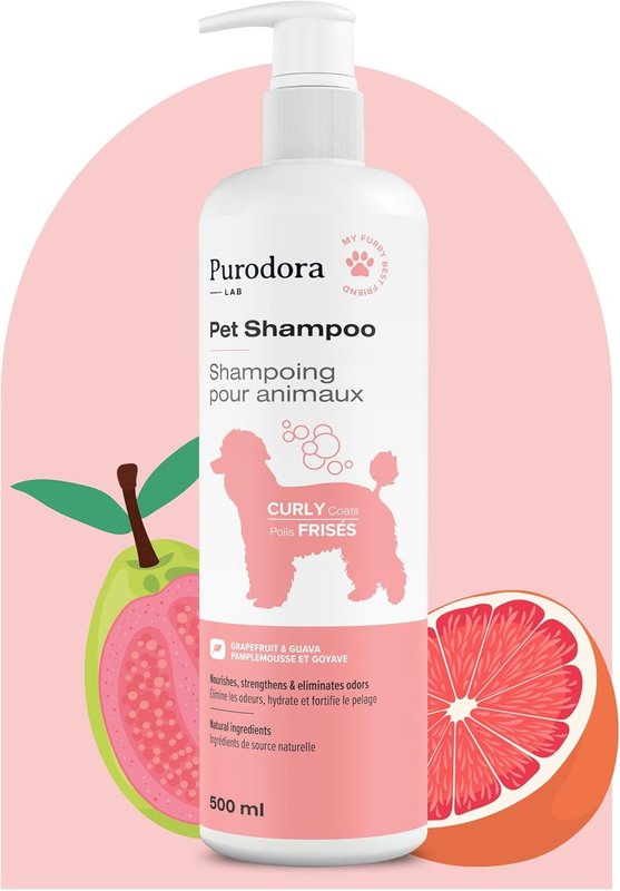 Deodorizing Dog Shampoo for Curly Coats 473ml | Eliminates Smelly Dog Odors with Grapefruit & Guava Scent | Nourishes and Restores Softness for Pets | Dog Wash Odor Neutralizing & All-Natural Formula 500 ml for Curly Coats