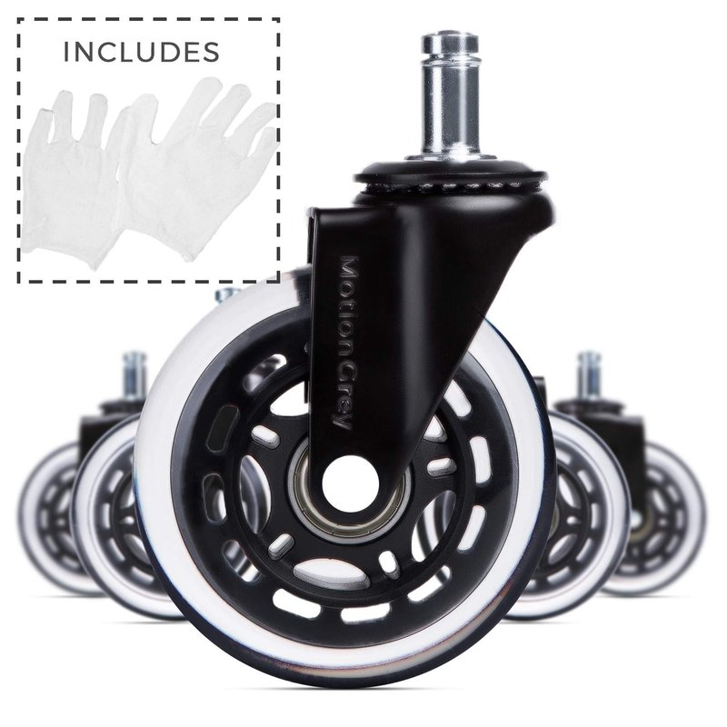 MotionGrey - Rollerblade Office Chair Wheels Replacement for Hardwood Floors, Chair Casters Replacement, Heavy Duty Desk Chair Wheels for Replacing Chair Mat, Rollerblade Casters (1)
