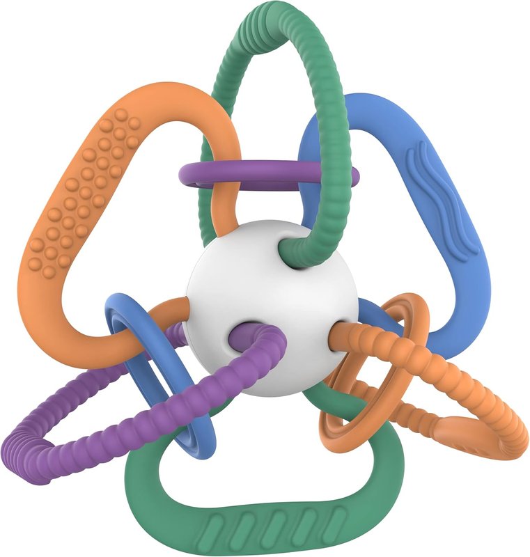Thiingy Sensory Teething Ball by Quark - Teether Toy for Baby with BPA-Free Silicone Rings & Baby Rattle - High Temperature Sterilization & Dishwasher Safe - For Newborns, 0-12 Months - Baby Teething Relief Chew Toy