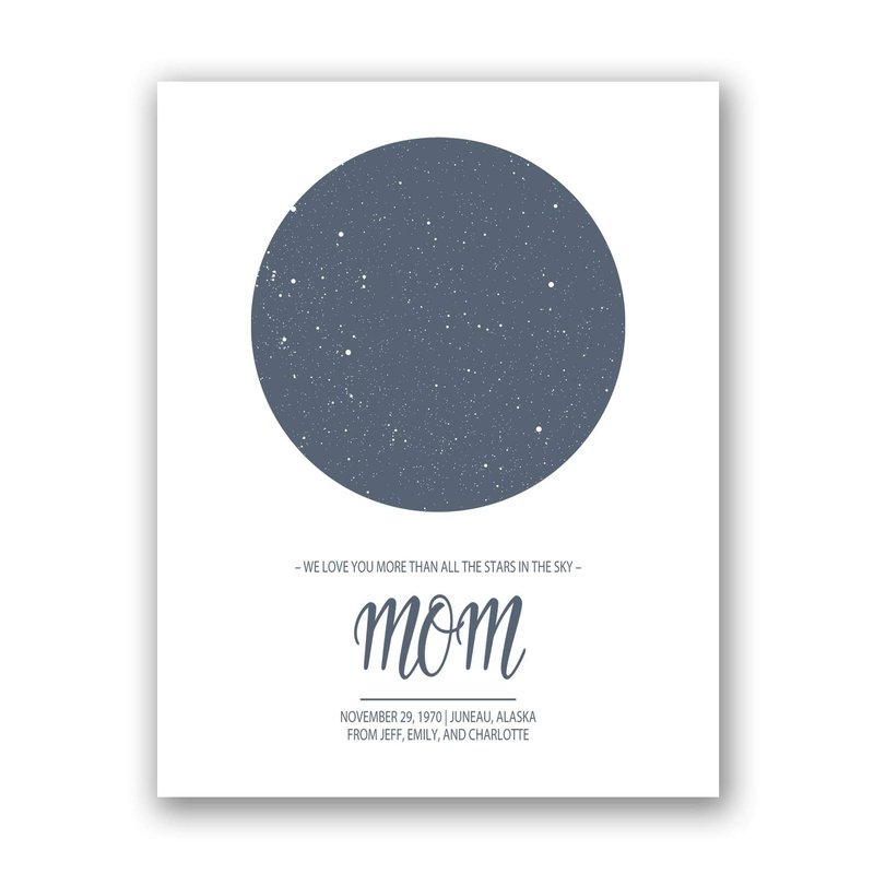 [SF Customizables] We Love You Mom, Custom Night Sky Map, Star Map Poster, Mothers Day Gift for Mom From Daughter/Son, Personalized Thank You Gift for Mom