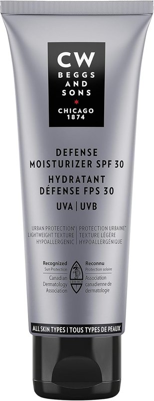 CW Beggs Defense Moisturizer SPF 30 for Men, All Skin Types, Hypoallergenic, Fragrance-Free, Paraben-Free, Alcohol-Free, Mineral Oil-Free, Cruelty-Free, 60 mL