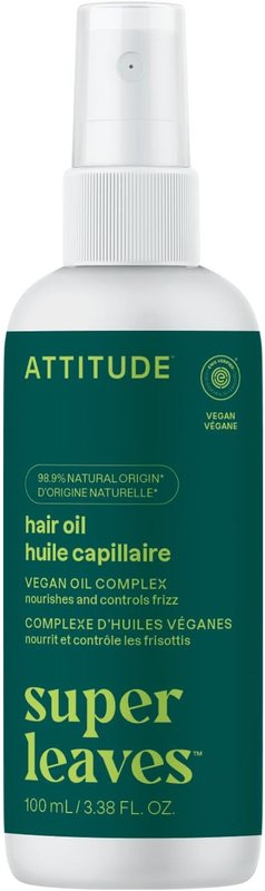 ATTITUDE Nourishing Hair Oil, EWG Verified, Vegan Oil Complex for Frizz Control & Dry Hair, Natural Origin, Softens & Smooths All Hair Types, Dermatologist-Tested, 100 mL