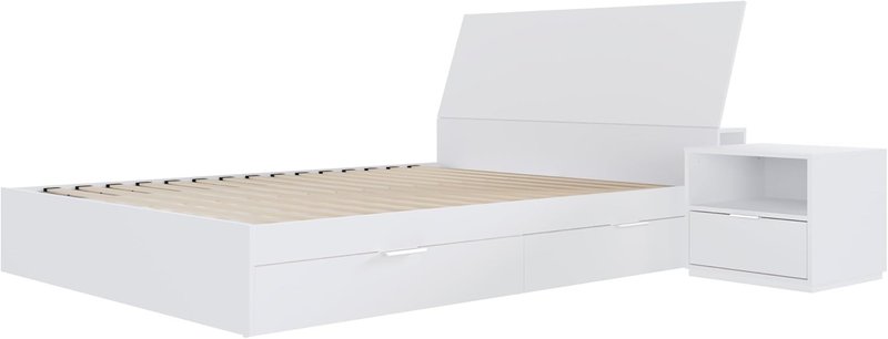Nexera Porter 3-Piece Dual Storage Bedroom Set, White, Queen Queen White