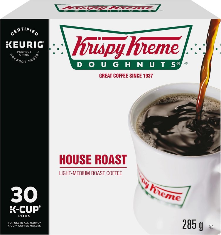 Krispy Kreme Doughnuts Smooth House Roast Single Serve Keurig Certified K-Cup pods for Keurig brewers, 30 Count (Pack of 1)