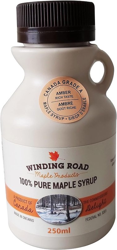 Award Winning 100% Pure Canadian Maple Syrup Grade-A Amber from Elmira Ontario:4 Generations Locally Harvested & Produced, Vegan Friendly, Gluten-Free like all other maple syrup, No Preservatives, Additives or Artificial Flavours, Authentic Natural Taste 250mL