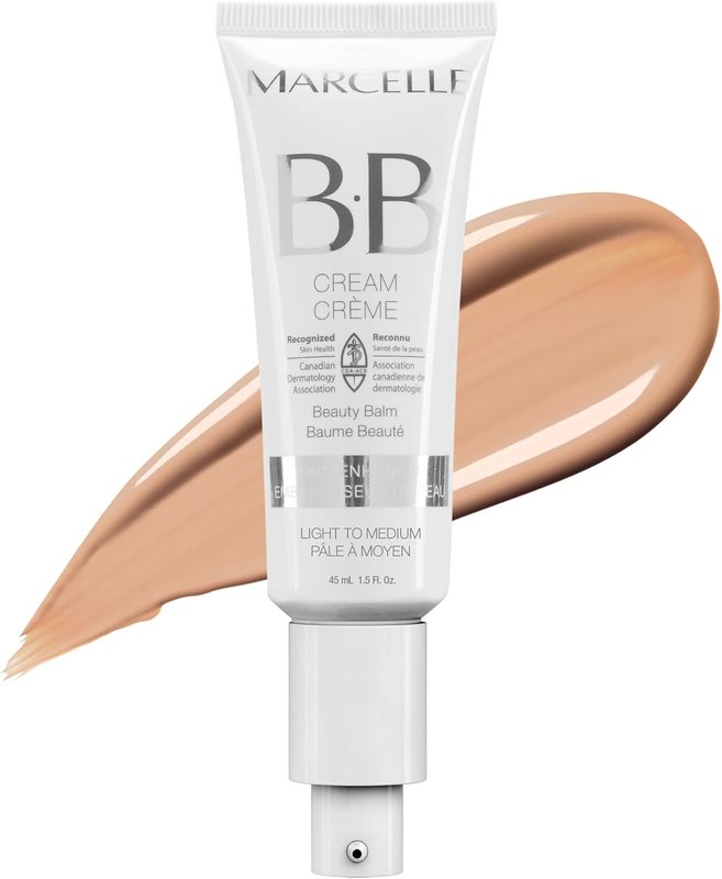 Marcelle BB Cream Beauty Balm, Light to Medium, Tinted Moisturizer, Skin Enhancer, Lightweight, Hydrating, Hypoallergenic, Non-Comedogenic, Fragrance-Free, Paraben-Free, Oil-Free, Cruelty-Free, 45 mL