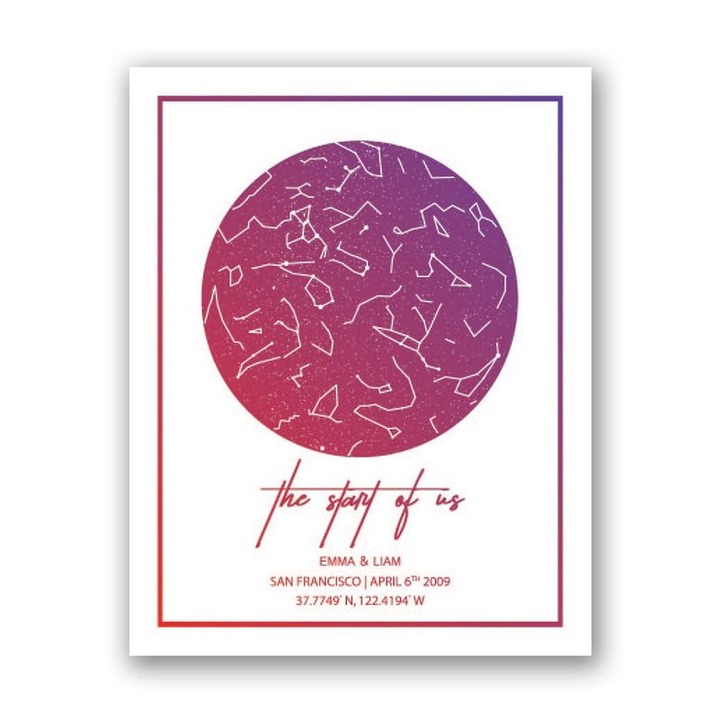 [SF Customizables] The Start of Us - Constellation Map Art, Custom Night Sky Print, Stars Chart, Stars On Wedding Night, Celestial Art, Star Map By Date, Personalized Gift [Poster Print ONLY]