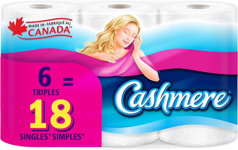 Cashmere Toilet Paper, Hypoallergenic and Septic Safe, 6 Triple Rolls = 18 Single Rolls 6 Count (Pack of 1)