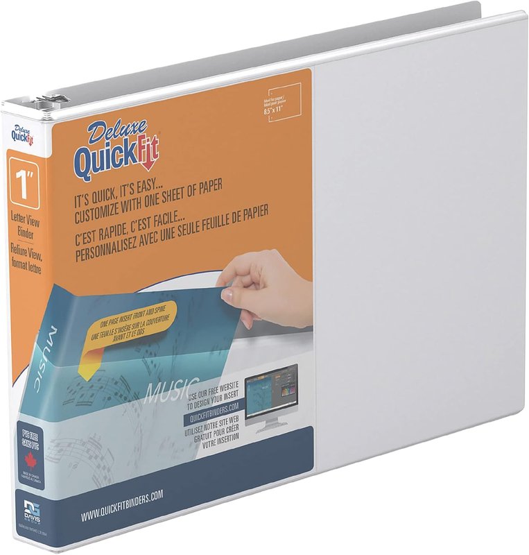 QUICKFIT QF HD Spreadsheet View Binder (97110), White, 1 Inch/8.5 x 11 Inches Single Binder 1 Inch/8.5 x 11 Inches White