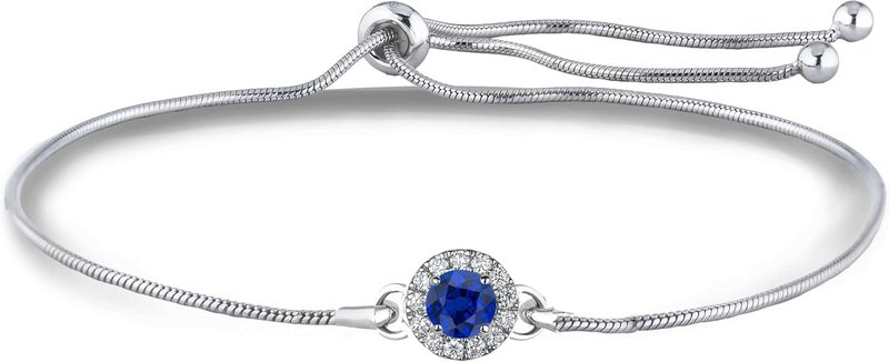 Polar Light Signature Canadian Diamond Charm Bracelet in .925 Sterling Silver - Choice of Rolo or Paperclip Style Chain Halo Style - Rolo Chain