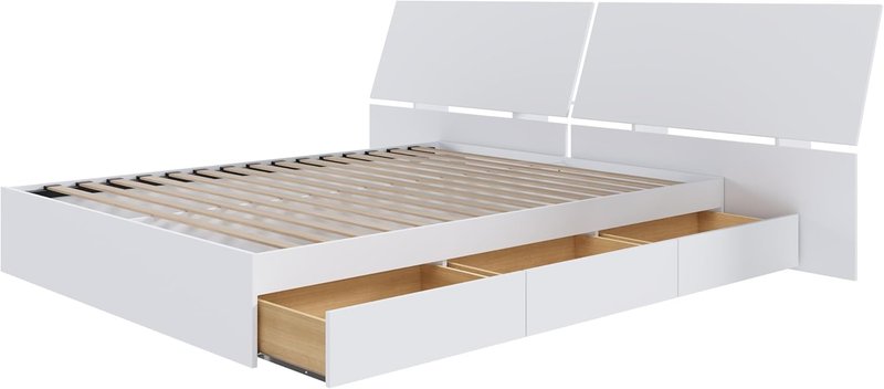 Nexera Oslo 2-Piece Reversible Storage Bed Set, White, Queen Queen White