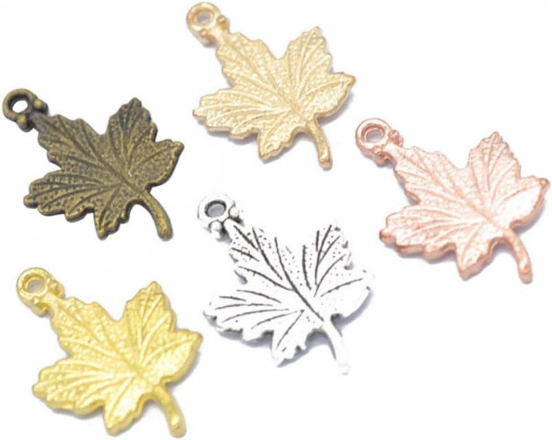 90pcs Accessories Vintage DIY Random Earrings Maple Jewelry Style Alloy Pendant Making Necklace for Size 1 As Shown