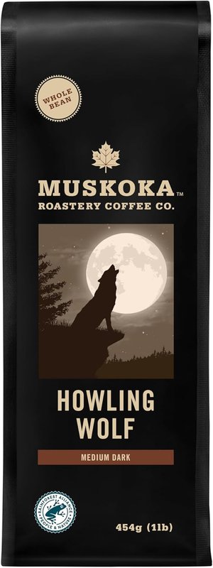 Muskoka Roastery Coffee, Howling Wolf, Medium Dark Roast, Whole Bean Coffee, 454g Whole Bean - 454g