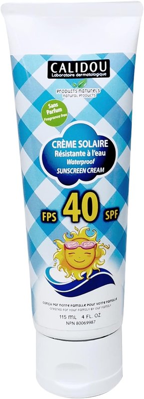 CALIDOU Natural Baby Kids Mineral Sunscreen Cream SPF40 | Waterproof | UVA UVB Broad Spectrum Protection | Organic Ingredients | Fragrance Free | 115ml SPF 40 Waterproof