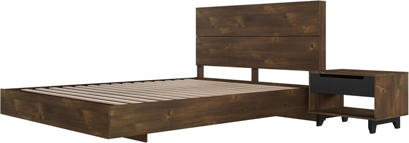 Nexera Milo 3-Piece Floating Platform Bedroom Set, Brown, Double Full Truffle