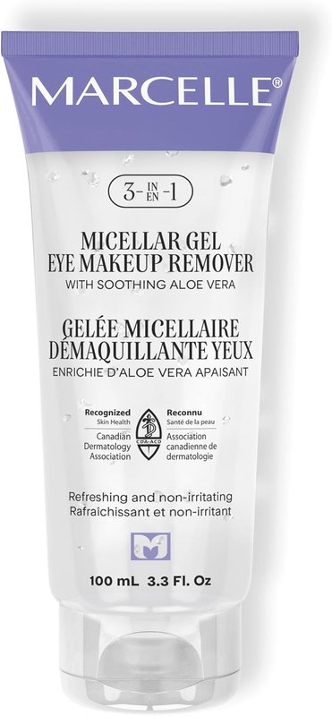 Marcelle 3-in-1 Micellar Gel Eye Makeup Remover with Soothing Aloe, Removes Waterproof Makeup, Reduces Appearance of Dark Circles, Oil-Free, Alcohol-Free, Cruelty-Free, Fragrance-Free, Hypoallergenic, 100 mL