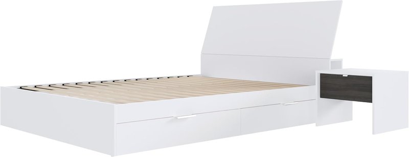 Nexera Porter 3-Piece Dual Storage Bedroom Set, White, Queen Queen White & Bark Grey