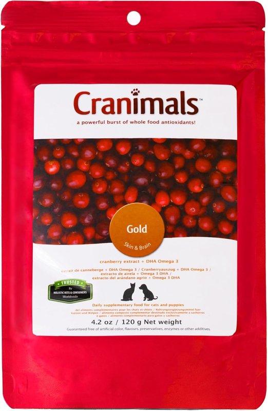 CRanimals Gold Vegan Cranberry Powder for Cats and Puppies- for UTI, struvite, incontinence