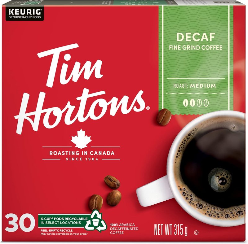 Tim Hortons Decaf Coffee, Single Serve Keurig K Cup Pods, 30 Count
