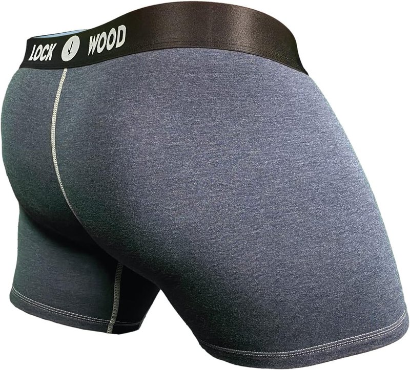 LOCK-WOOD Comfort Merino Wool Boxer Briefs (1 Pack Men's Underwear) with Shine Pouch & Phone Pocket • Made in Canada Large Sub-zero (3" Inseam)