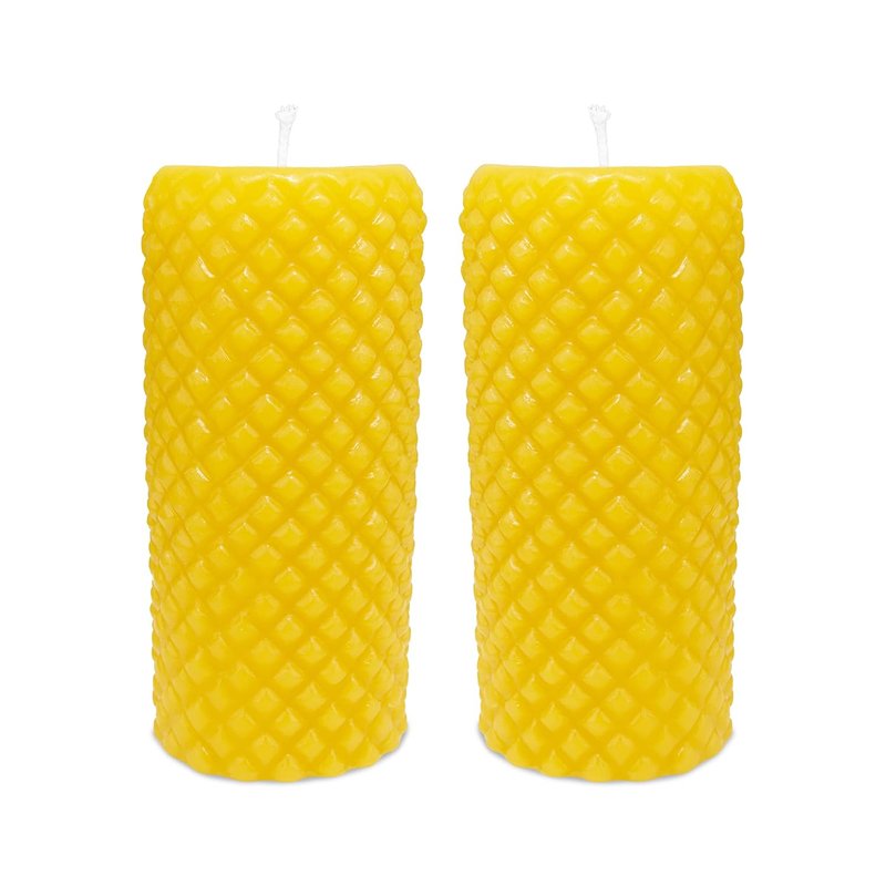 Diamond Pillar Beeswax Candle by Paper Garden Set of 2